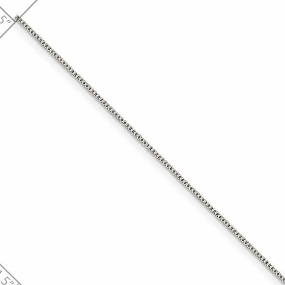 0.8mm Rhodium Plated Sterling Silver Solid Box Chain Necklace, 16 Inch - Picture 1 of 7